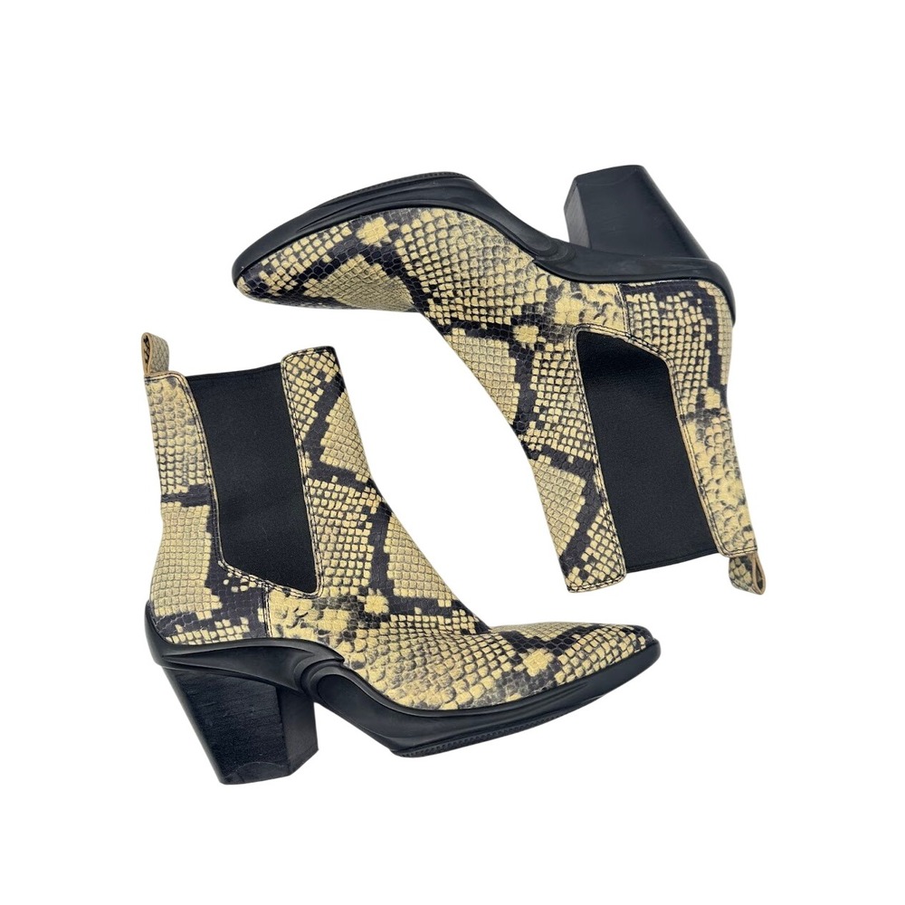 Stella Luna Senso Boot Snakeskin Embossed Chelsea Western Boots Yellow Black Y2k
